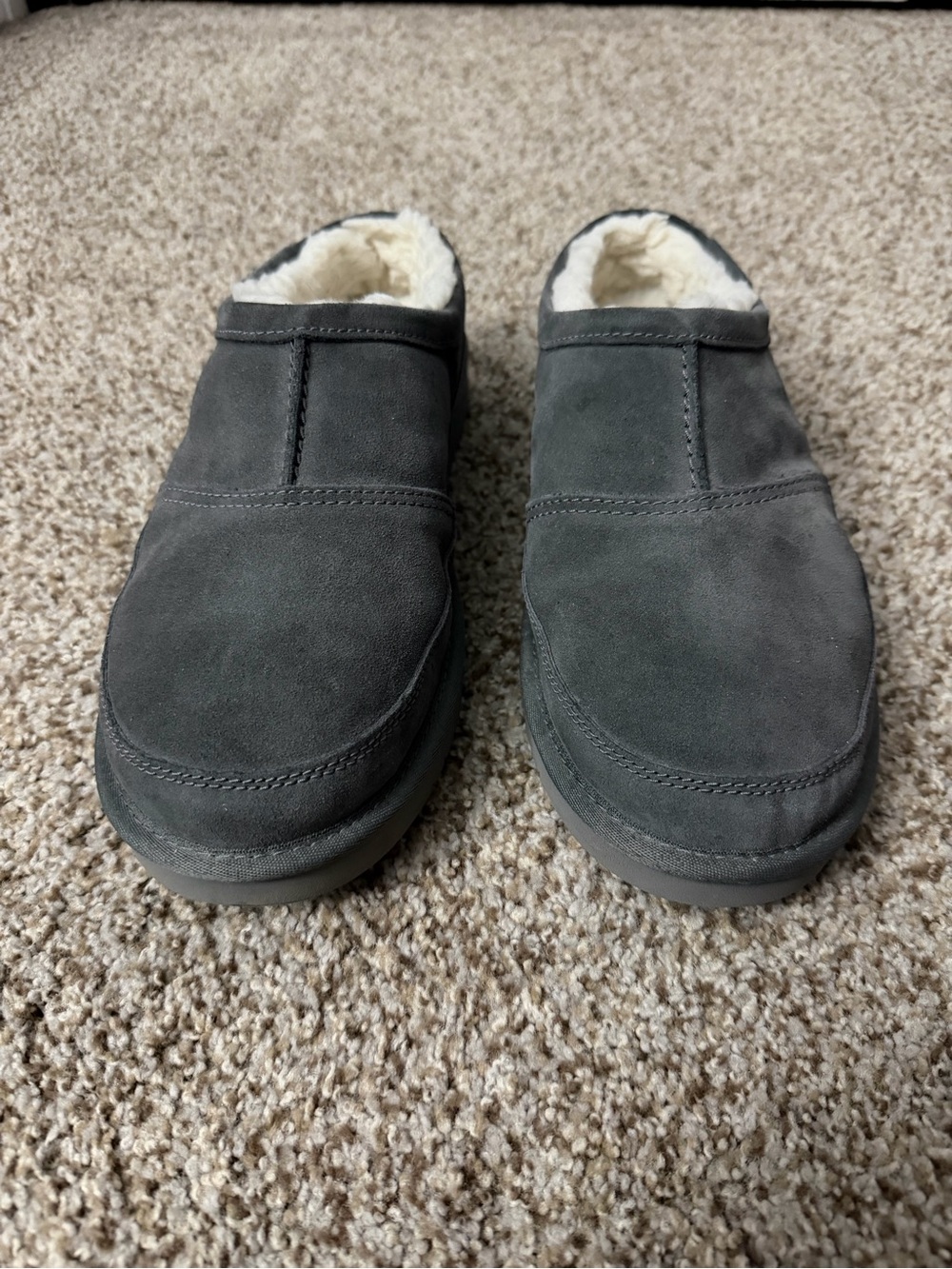 Koolaburra Gray Suede Shearling-Lined Slip-On Loafers